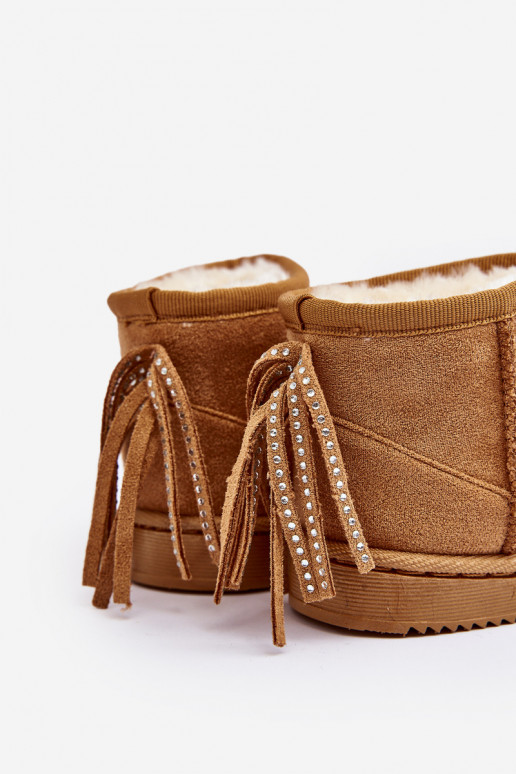 Bottes d'hiver chaudes pour enfants à franges de couleur marron Mikyla