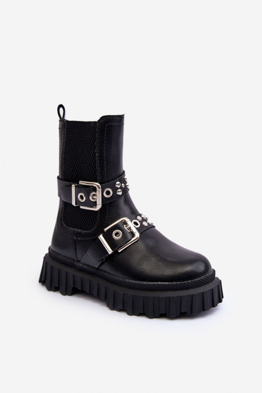 bottes élégantes avec fermetures éclair couleur noire pour enfants Adeneia