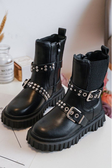 bottes élégantes avec fermetures éclair couleur noire pour enfants Adeneia 2