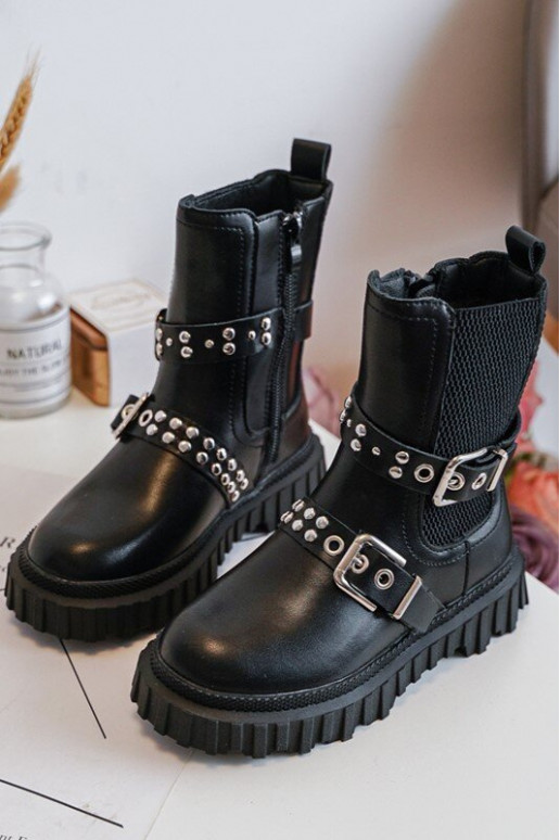 bottes élégantes avec fermetures éclair couleur noire pour enfants Adeneia