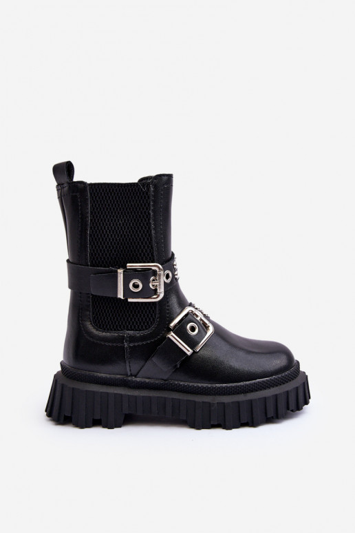 bottes élégantes avec fermetures éclair couleur noire pour enfants Adeneia