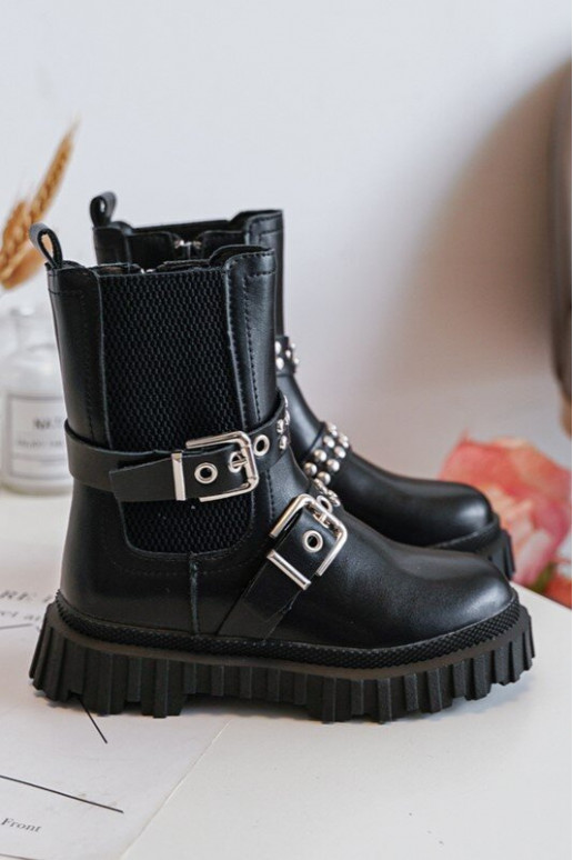 bottes élégantes avec fermetures éclair couleur noire pour enfants Adeneia