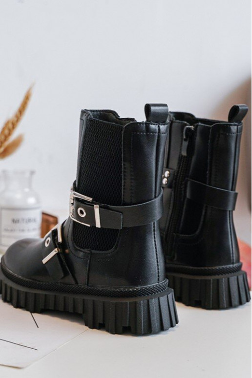 bottes élégantes avec fermetures éclair couleur noire pour enfants Adeneia