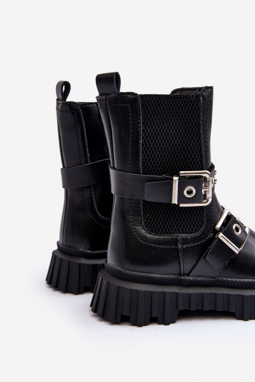 bottes élégantes avec fermetures éclair couleur noire pour enfants Adeneia