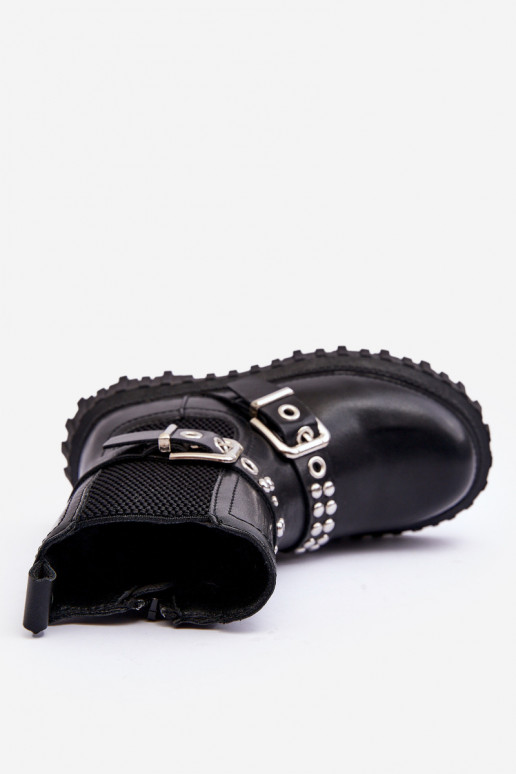 bottes élégantes avec fermetures éclair couleur noire pour enfants Adeneia