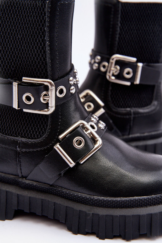 bottes élégantes avec fermetures éclair couleur noire pour enfants Adeneia