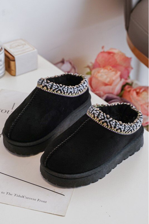 Chaussons pour enfants d'un modèle résistant à réchauffer de couleur noire Olivane