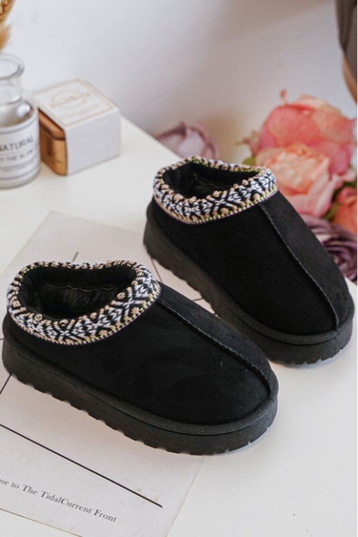 Chaussons pour enfants d'un modèle résistant à réchauffer de couleur noire Olivane