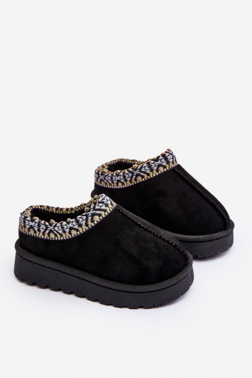 Chaussons pour enfants d'un modèle résistant à réchauffer de couleur noire Olivane