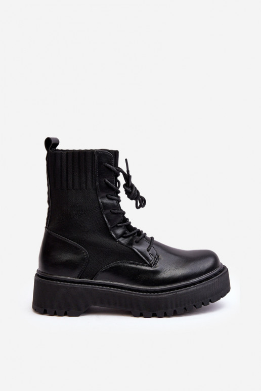 Bottines à semelle type chaussette avec lacets de couleur noire Dedinva