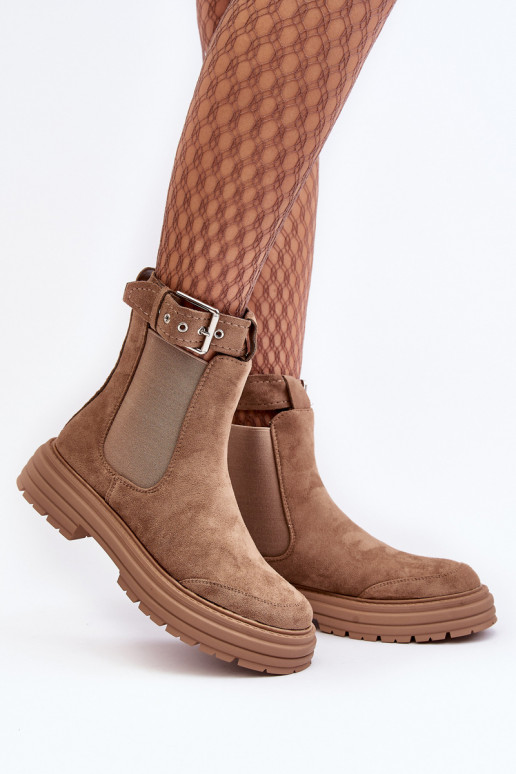 bottes en daim élégantes à semelles massives tendance en beige Ozaro bottes en daim élégantes à semelles massives tendance en beige Ozaro