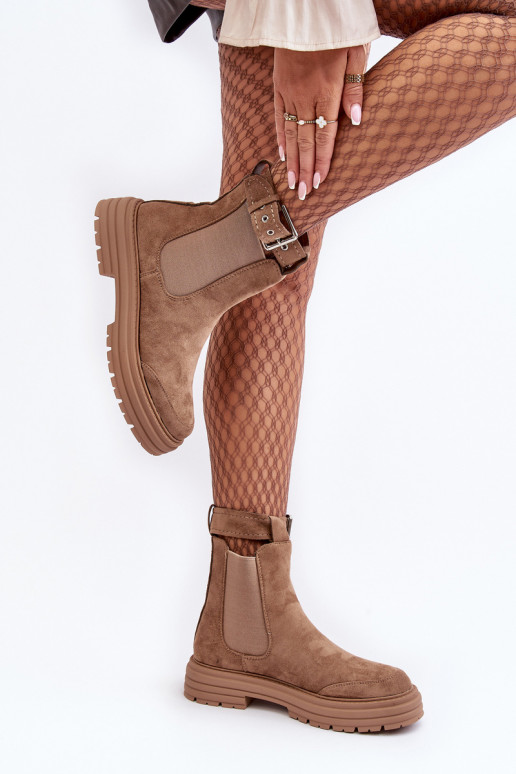 bottes en daim élégantes à semelles massives tendance en beige Ozaro bottes en daim élégantes à semelles massives tendance en beige Ozaro