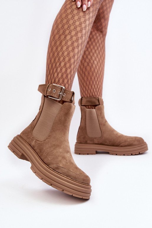 bottes en daim élégantes à semelles massives tendance en beige Ozaro bottes en daim élégantes à semelles massives tendance en beige Ozaro
