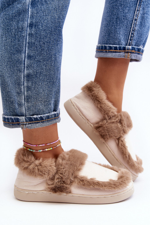 Chaussons avec fourrure beige Sailey