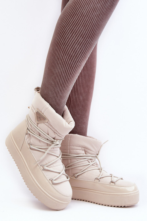 bottes de neige avec plateforme et détails élégants en beige Fleure