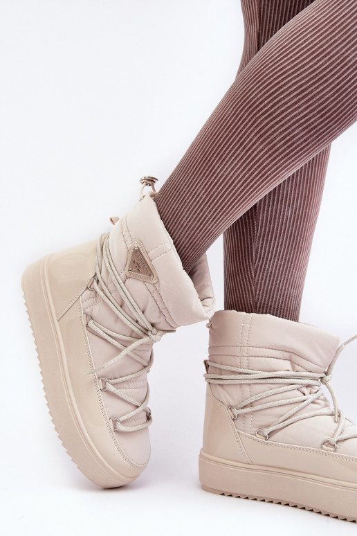 bottes de neige avec plateforme et détails élégants en beige Fleure