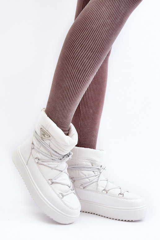 bottes de neige avec plateforme et détails élégants de couleur blanche Fleure bottes de neige avec plateforme et détails élégants de couleur blanche Fleure