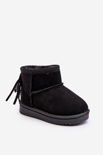 Bottes d'hiver chaudes pour enfants à franges de couleur noire Mikyla
