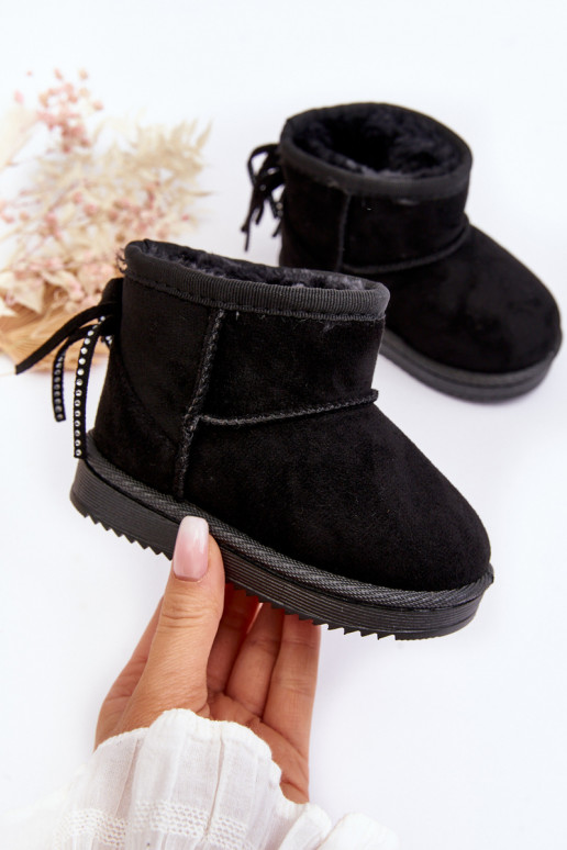 Bottes d'hiver chaudes pour enfants à franges de couleur noire Mikyla