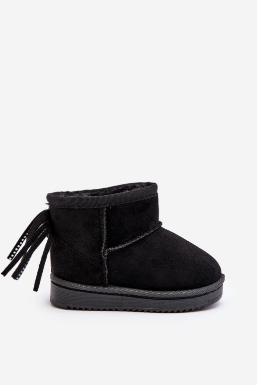 Bottes d'hiver chaudes pour enfants à franges de couleur noire Mikyla