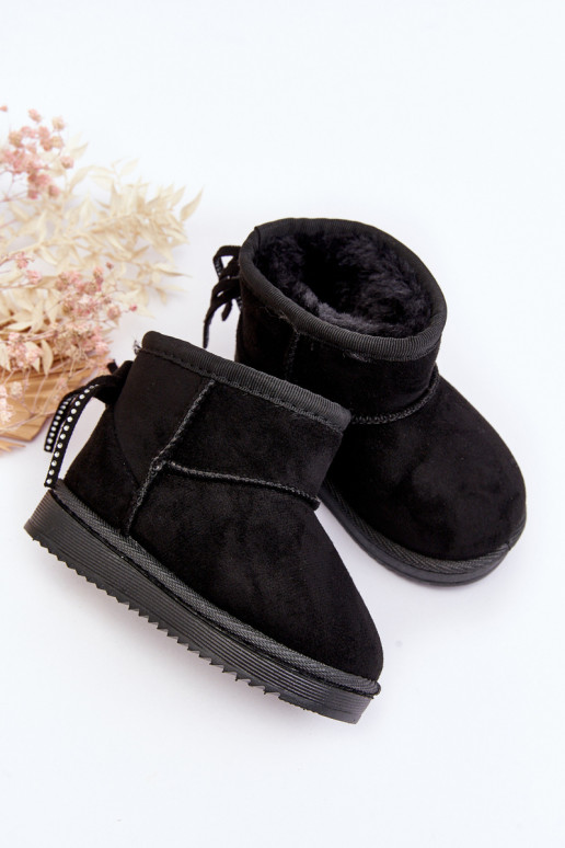Bottes d'hiver chaudes pour enfants à franges de couleur noire Mikyla