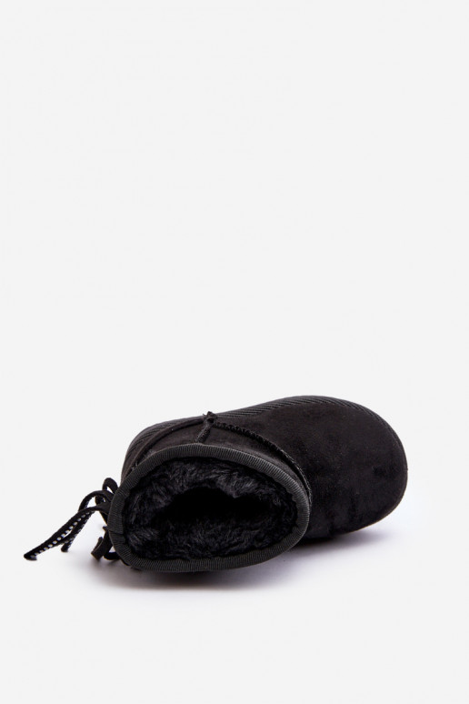 Bottes d'hiver chaudes pour enfants à franges de couleur noire Mikyla