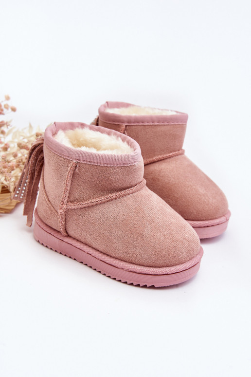 Bottes d'hiver chaudes pour enfants à franges rose Mikyla