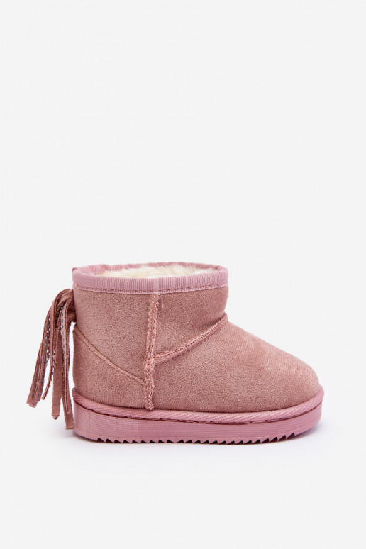 Bottes d'hiver chaudes pour enfants à franges rose Mikyla