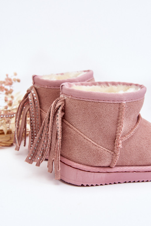 Bottes d'hiver chaudes pour enfants à franges rose Mikyla