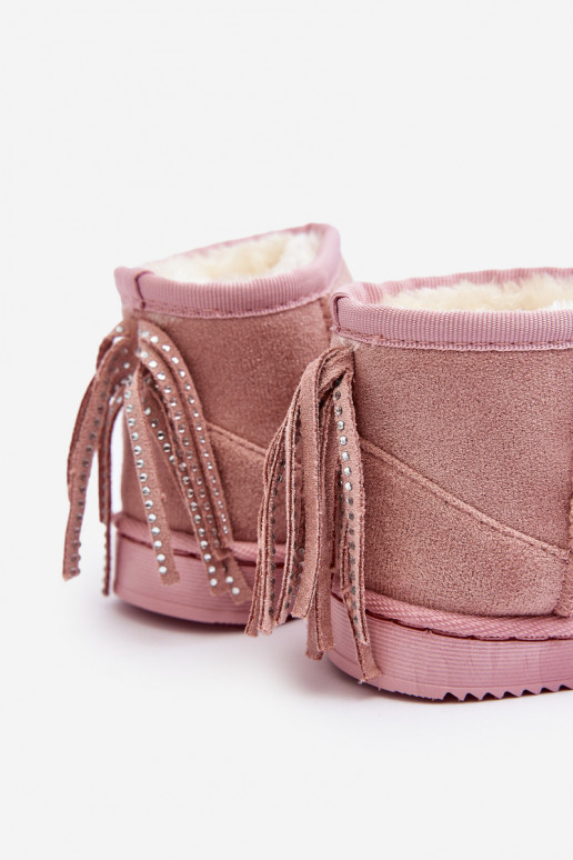 Bottes d'hiver chaudes pour enfants à franges rose Mikyla