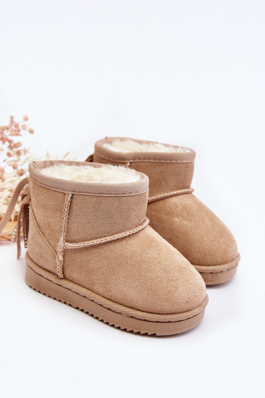 Bottes d'hiver chaudes pour enfants à franges beige Mikyla
