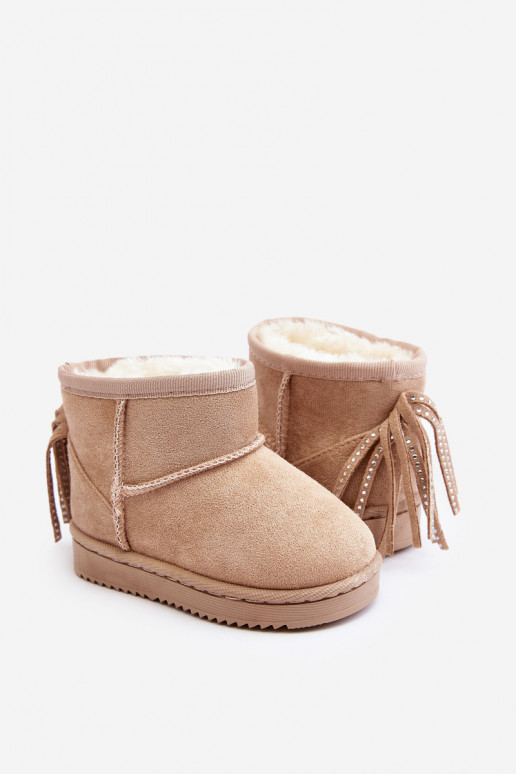Bottes d'hiver chaudes pour enfants à franges beige Mikyla Bottes d'hiver chaudes pour enfants à franges beige Mikyla