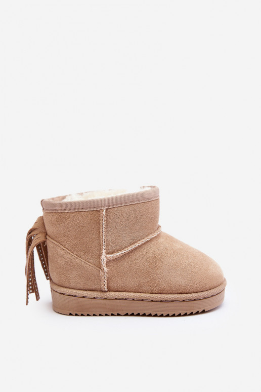 Bottes d'hiver chaudes pour enfants à franges beige Mikyla