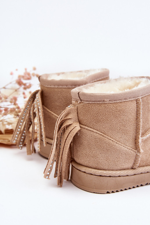 Bottes d'hiver chaudes pour enfants à franges beige Mikyla Bottes d'hiver chaudes pour enfants à franges beige Mikyla