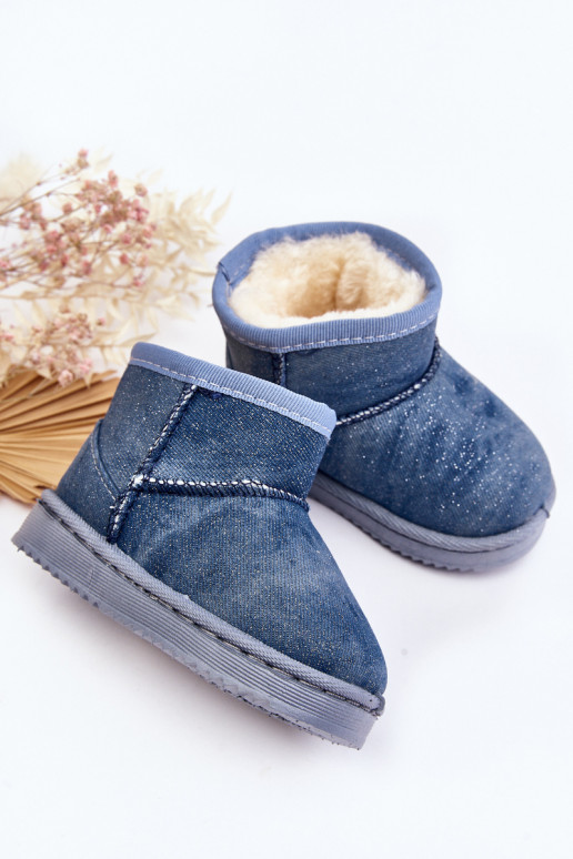 Bottes de neige pour enfants Bottes brillantes de couleur bleue Sulinne