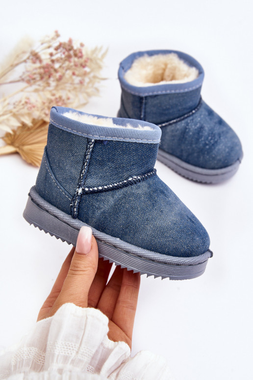 Bottes de neige pour enfants Bottes brillantes de couleur bleue Sulinne