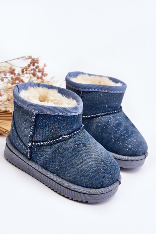 Bottes de neige pour enfants Bottes brillantes de couleur bleue Sulinne