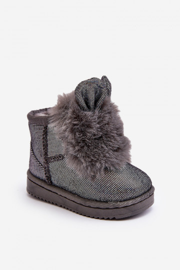 Bottes de neige pour enfants réchauffées avec fourrure à l'intérieur avec oreilles, couleur gris Betty