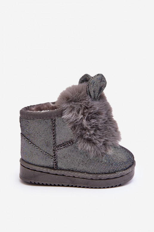 Bottes de neige pour enfants réchauffées avec fourrure à l'intérieur avec oreilles, couleur gris Betty Bottes de neige pour enfants réchauffées avec fourrure à l'intérieur avec oreilles, couleur gris Betty