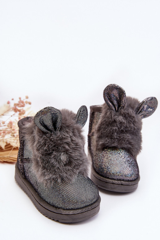Bottes de neige pour enfants réchauffées avec fourrure à l'intérieur avec oreilles, couleur gris Betty Bottes de neige pour enfants réchauffées avec fourrure à l'intérieur avec oreilles, couleur gris Betty