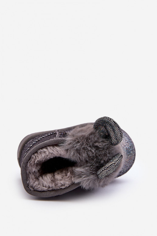Bottes de neige pour enfants réchauffées avec fourrure à l'intérieur avec oreilles, couleur gris Betty