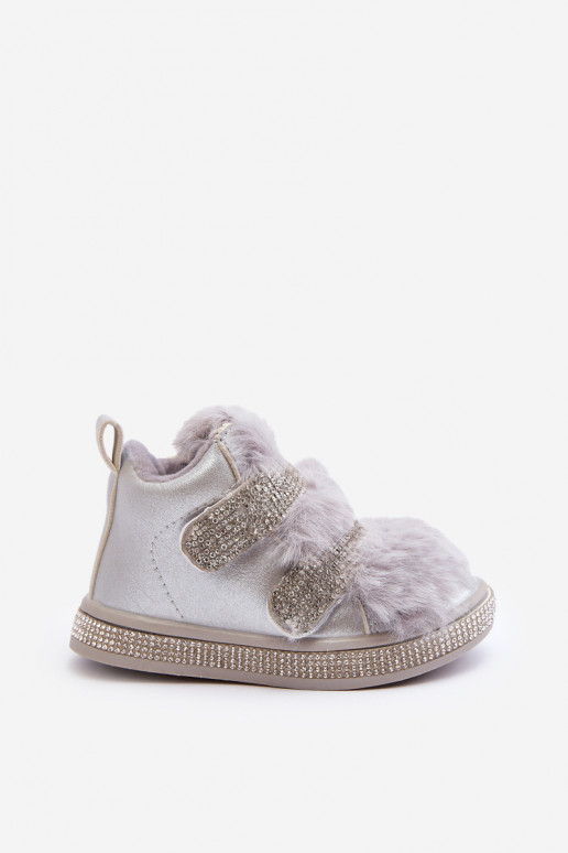 Bottes de neige pour enfants réchauffées argent Leela