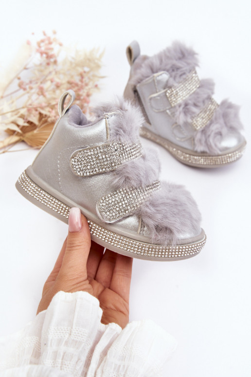 Bottes de neige pour enfants réchauffées argent Leela