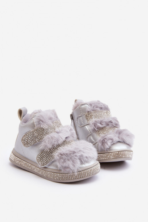 Bottes de neige pour enfants réchauffées argent Leela