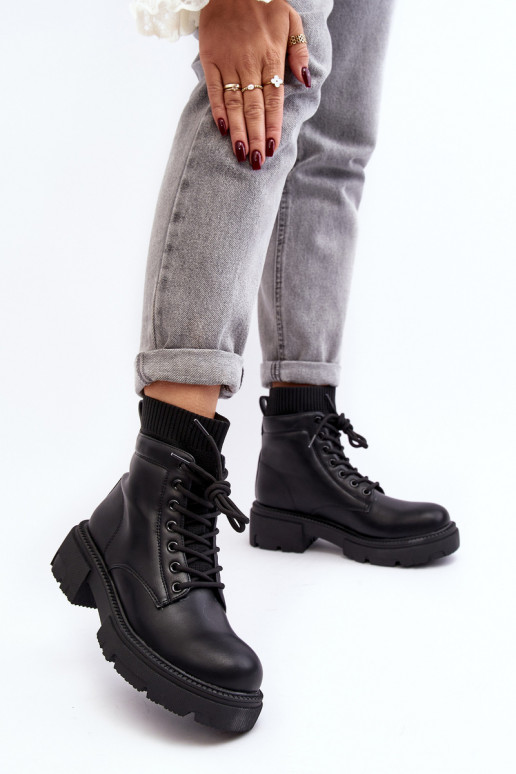 chaussures Bottines pour femmes à semelle type chaussette de couleur noire Rivella