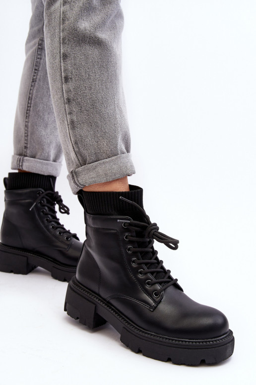 chaussures Bottines pour femmes à semelle type chaussette de couleur noire Rivella