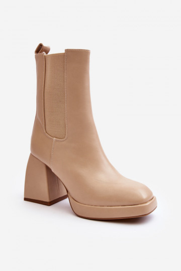 Bottines plateforme pour femmes de couleur beige Stelares