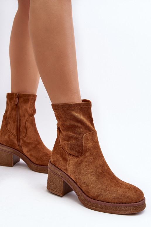 Bottines à talons hauts couleur marron Argastis
