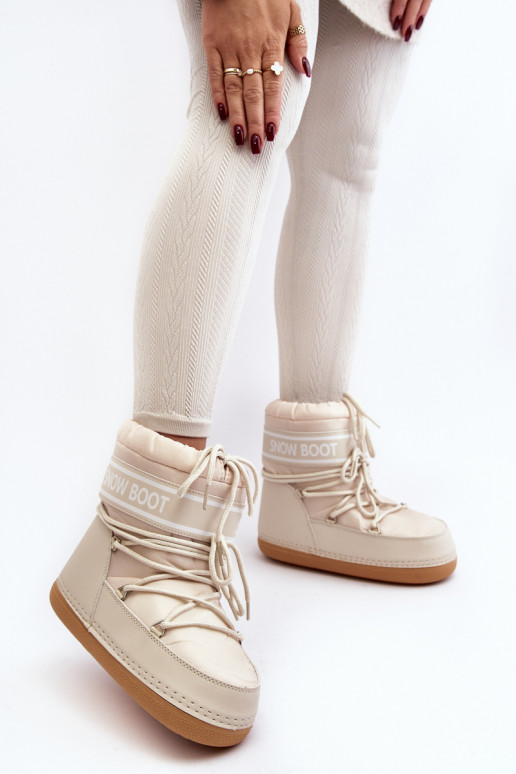 Bottines d'hiver à lacets beige Soia