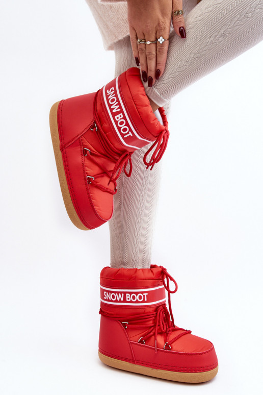 Bottes d'hiver à lacets de couleur rouge Soia